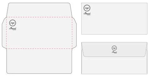 Envelope die cut mock up template vector Stock Illustration