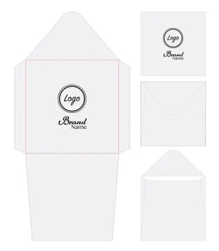 Envelope die cut mock up template vector Stock Illustration
