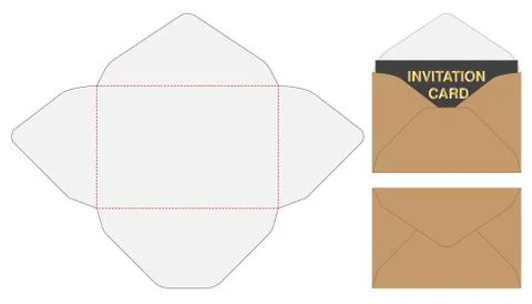 Envelope die cut mock up template Vector illustration. Illustrazione stock