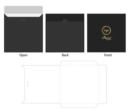 Envelope die cut mock up template vector Stock Illustration