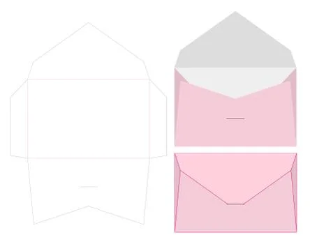 Envelope die cut mock up template vector Stock Illustration