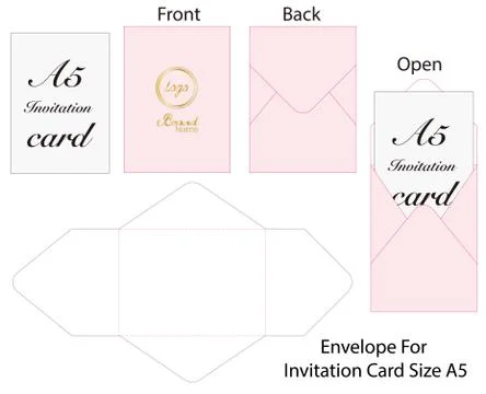 Envelope die cut mock up template Vector Ilustración de archivo