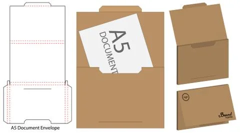 Envelope die cut mock up template Vector illustration. Ilustración de archivo