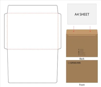 Envelope die cut mock up template Vector illustration. Stock Illustration