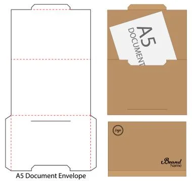 Envelope die cut mock up template Vector illustration. Stock Illustration