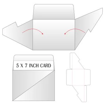Envelope die cut mock up template Vector illustration. Ilustración de archivo