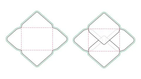 Envelope dieline template and Perspective view Stock Illustration
