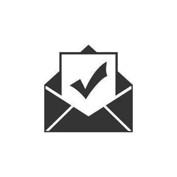 Envelope with document and check mark icon isolated. Successful e-mail delivery Stock Illustration