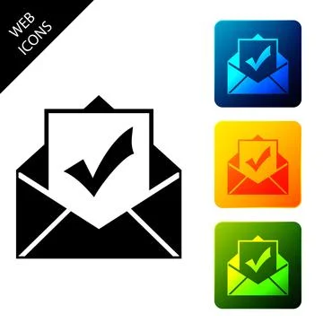 Envelope with document and check mark icon isolated. Successful e-mail delivery Illustrazione stock