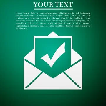 Envelope with document and check mark icon isolated on green background Stock Illustration