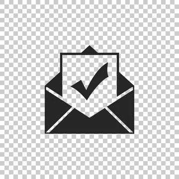 Envelope with document and check mark icon isolated on transparent background Stock Illustration
