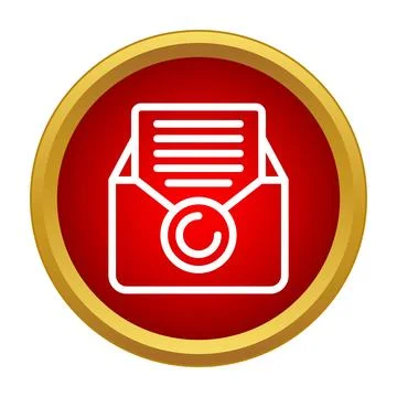 Envelope with document showing copyright symbol on red background Stock Illustration