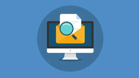 Envelope with documents and magnifying glass icon symbols. Stock Footage 231330982