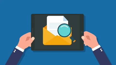 Envelope with documents and magnifying glass icon symbols. Stock Footage 231334505