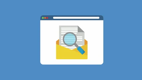 Envelope with documents and magnifying glass 2d with Alpha Matte Stock Footage 336162458
