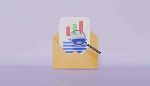 Envelope with documents and magnifying glass icon symbols Иллюстрация