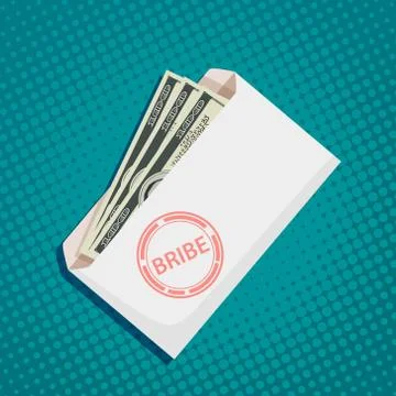 Envelope with dollar banknotes. Bribery and corruption. 스톡 일러스트