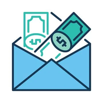 Envelope with Dollar Banknotes vector Money concept colored icon Stock Illustration