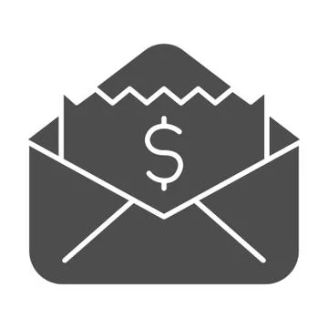 Envelope with dollar bill solid icon, business concept, letter with financial Stock Illustration
