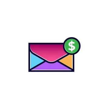 Envelope with dollar sign email payment. Stock Illustration