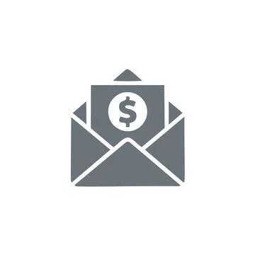 Envelope with dollar symbol icon. Simple grey icon of an envelope with a do.. Stock Illustration