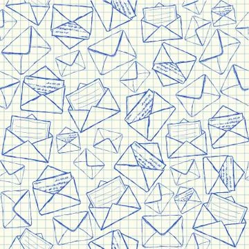 Envelope doodles seamless pattern Stock Illustration