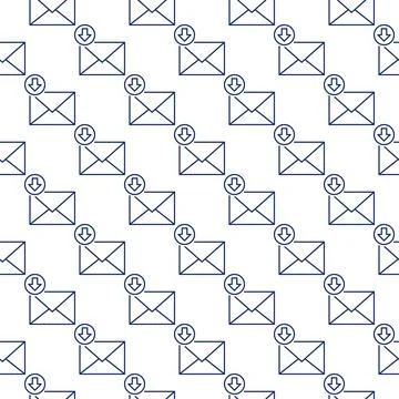 Envelope with Download Arrow vector line seamless pattern Stockillustratie