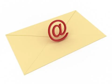 Envelope with e-mail sign over white Stock Illustration