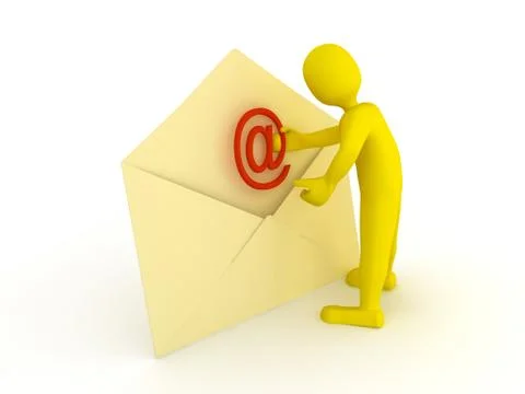Envelope with e-mail sign over white Stock Illustration