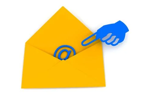 Envelope with e-mail sign over white Stock Illustration