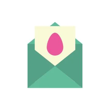 Envelope with easter egg painted flat style 스톡 일러스트