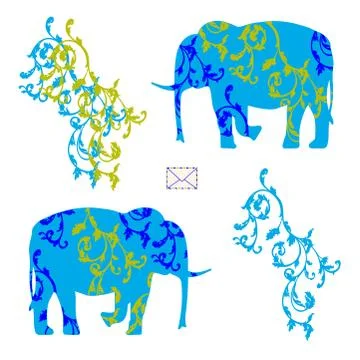 Envelope with elephants Illustrazione stock