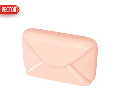 Envelope email. Postal letters Realistic 3d design In plastic cartoon style.. Stock Illustration