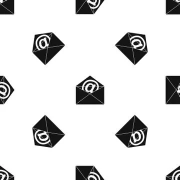 Envelope with email sign pattern seamless black Stock Illustration