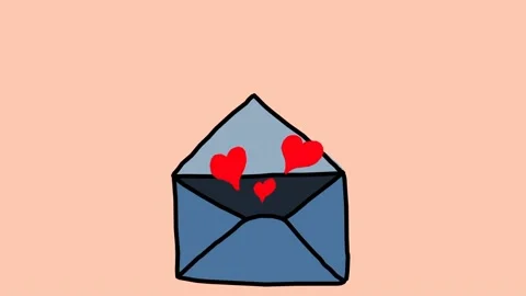 Envelope emitting hearts. Hand drawn frame by frame stop motion animation. 스톡 동영상 158229237