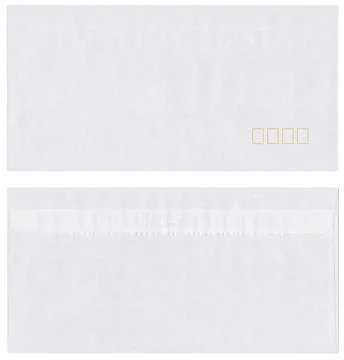 Envelope Envelope isolated on white with squares for post code, front and ... Stock-Fotos