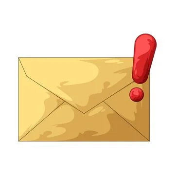 Envelope with exclamation mark illustration Stock Illustration