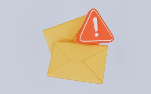 Envelope with exclamation mark in triangle, Spam email, Scam alert Stock Illustration