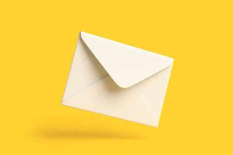 Envelope falling on the ground on a yellow backgorund Stock Illustration