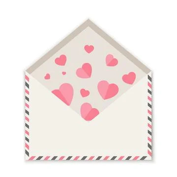 Envelope with few flying Hearts. Vector illustration Stock Illustration