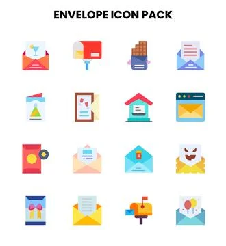 Envelope Flat Graphics Icons Pack Illustrazione stock