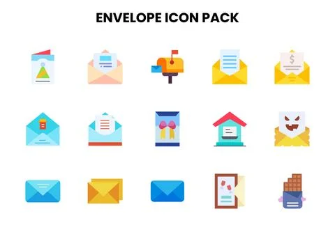 Envelope Flat Graphics Icons Pack Illustrazione stock