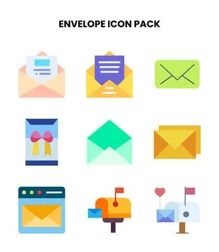 Envelope Flat Scalable Icons Pack Stock Illustration