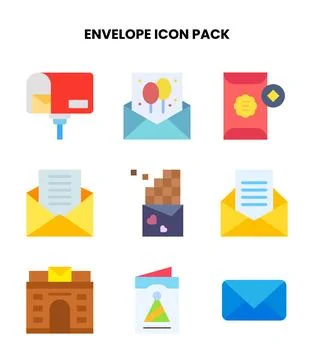 Envelope Flat UI Icons Pack 스톡 일러스트