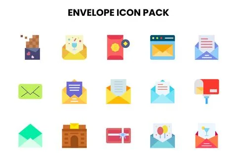 Envelope Flat Vector Icons Pack Illustrazione stock
