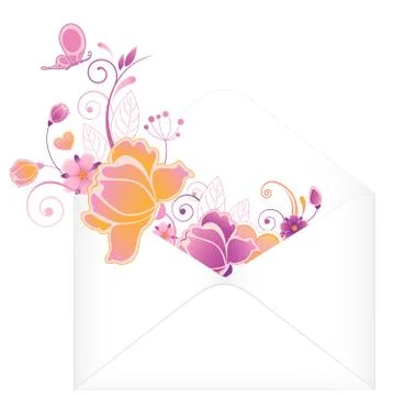 Envelope with flowers Stock Illustration