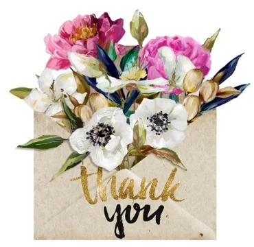 Envelope with flowers Stock Illustration