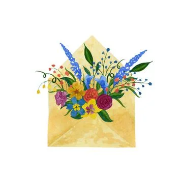 Envelope with flowers Stock Illustration