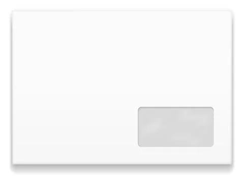 Envelope front view. Blank white paper mockup Ilustração Stock