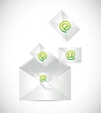 Envelope full of emails illustration design Stock Illustration